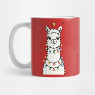 Llama with Christmas Lights T-Shirt Mug